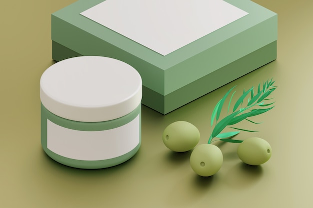 Download Cosmetics mockup template with cream jar, box and olives ...