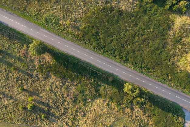 Premium Photo | Country road view from above aerial view