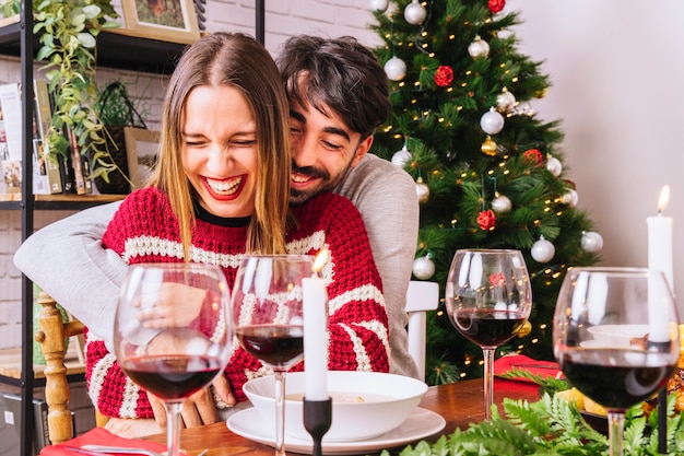 Free Photo | Couple in love at christmas dinner