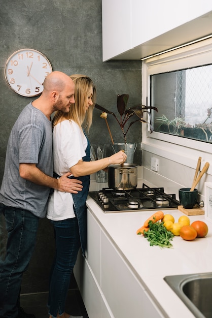 Free Photo Couple In Love In Kitchen