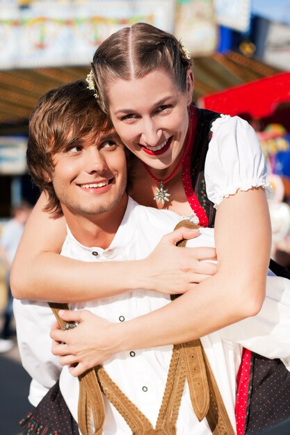 Premium Photo Couple In Tracht On Dult Or Oktoberfest