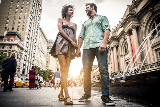 Premium Photo Couple Walking In New York