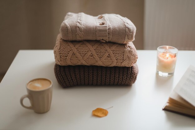 Premium Photo | Cozy home atmosphere and still life with coffee candle ...