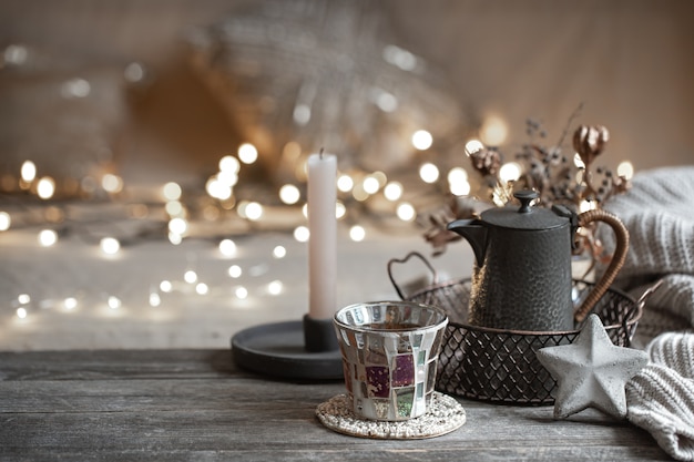 Free Photo | Cozy winter background with details of home decor on a ...