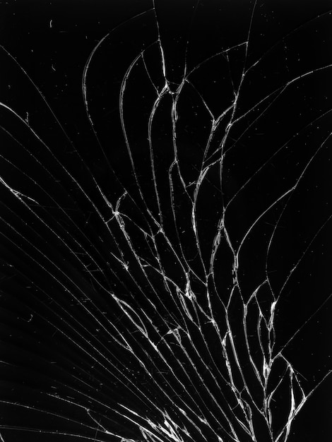 Cracked Glass Texture On Black Background Premium Photo