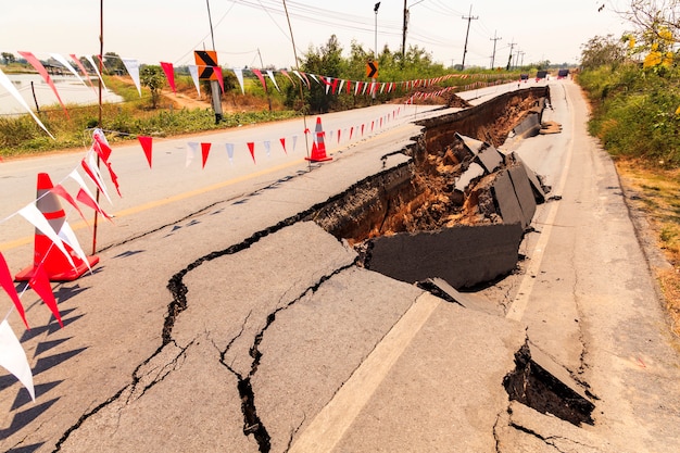 Premium Photo | Cracked road after the earthquake