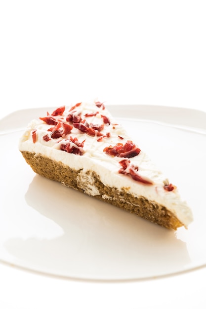 Cranberries pie or cake in white plate Free Photo