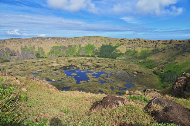 Premium Photo | Crater of rano kau volcano in rapa nui, easter island ...