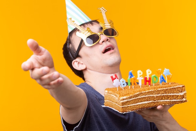 Premium Photo | Crazy cheerful young man in glasses and paper ...