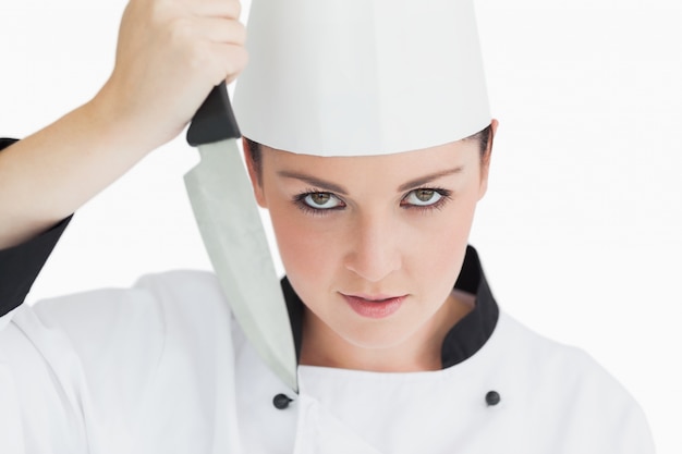 Premium Photo | Crazy chef holding knife