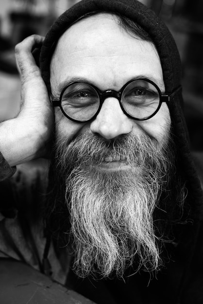 Premium Photo | Crazy scientist closeup portrait in black and white ...