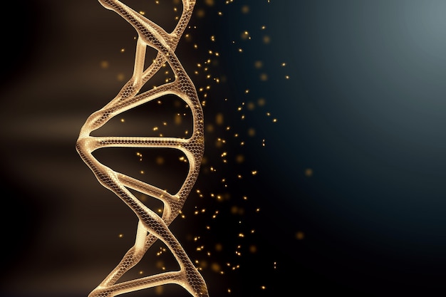 Premium Photo | Creative background, dna structure, golden dna molecule ...