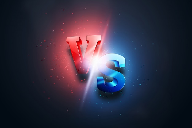 Premium Photo | Creative background, red-blue versus logo, letters for