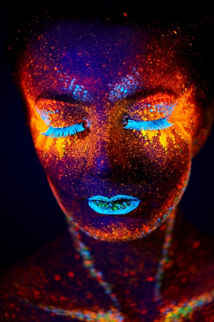 Premium Photo | Creative close up uv portrait with hot sun and stars ...