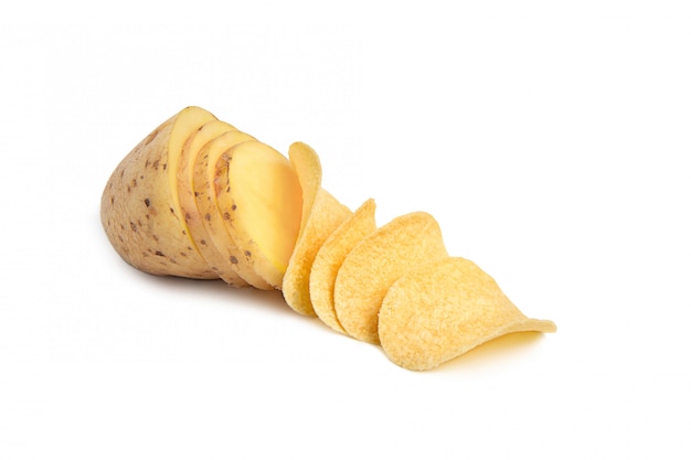 Premium Photo | Creative photography. sliced potatoes and chips. the ...