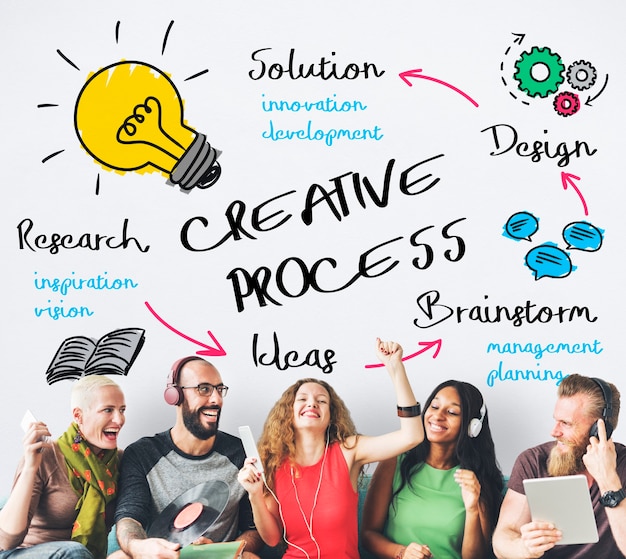 Creative process people light bulb graphic concept Free Photo