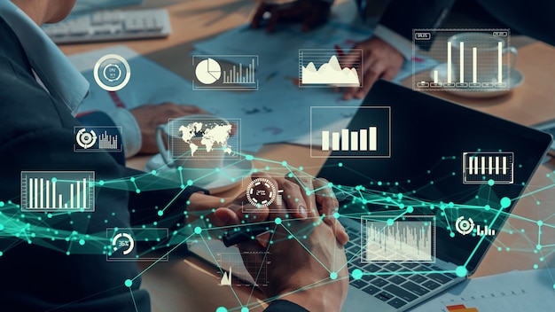 Premium Photo | Creative visual of business data analyzing technology