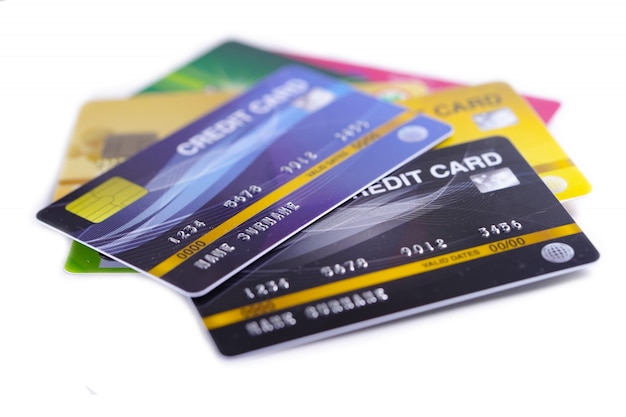 Premium Photo | Credit cards model on white background.