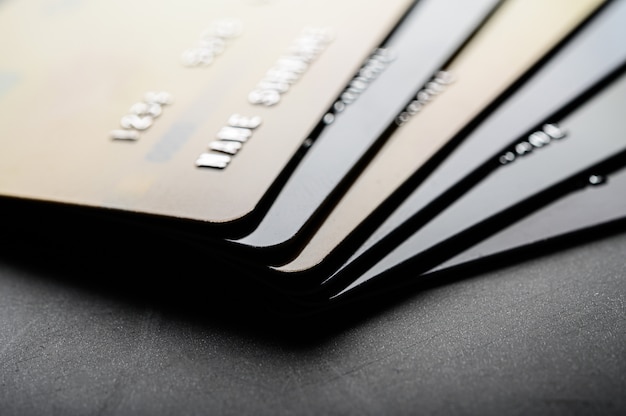 Credit cards that are stacked neatly together Photo | Free Download