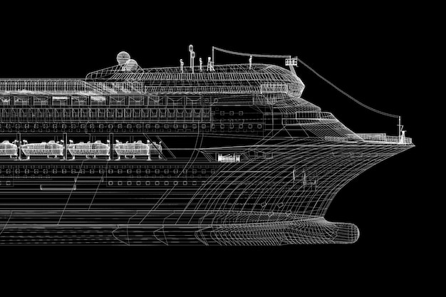 Premium Photo | Cruise liner, ship, body structure, wire model