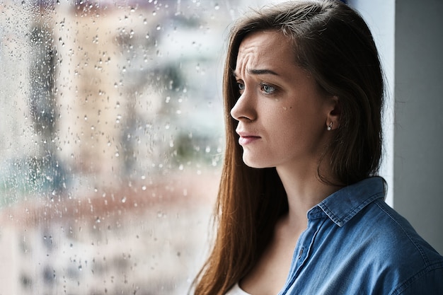 Premium Photo | Crying woman with tears eyes suffering from emotional ...