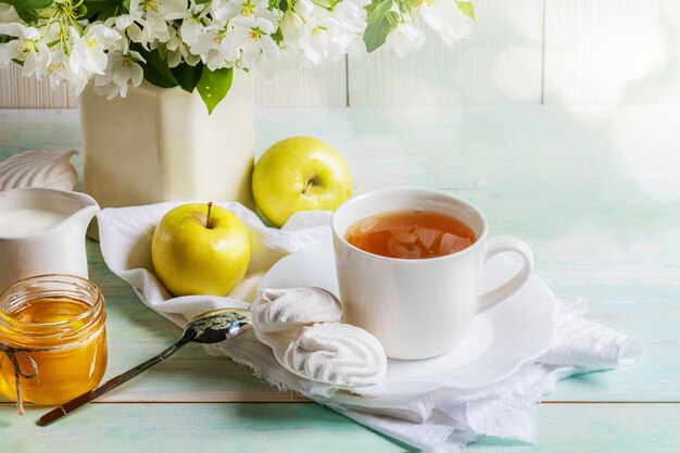 wooden apple tea set