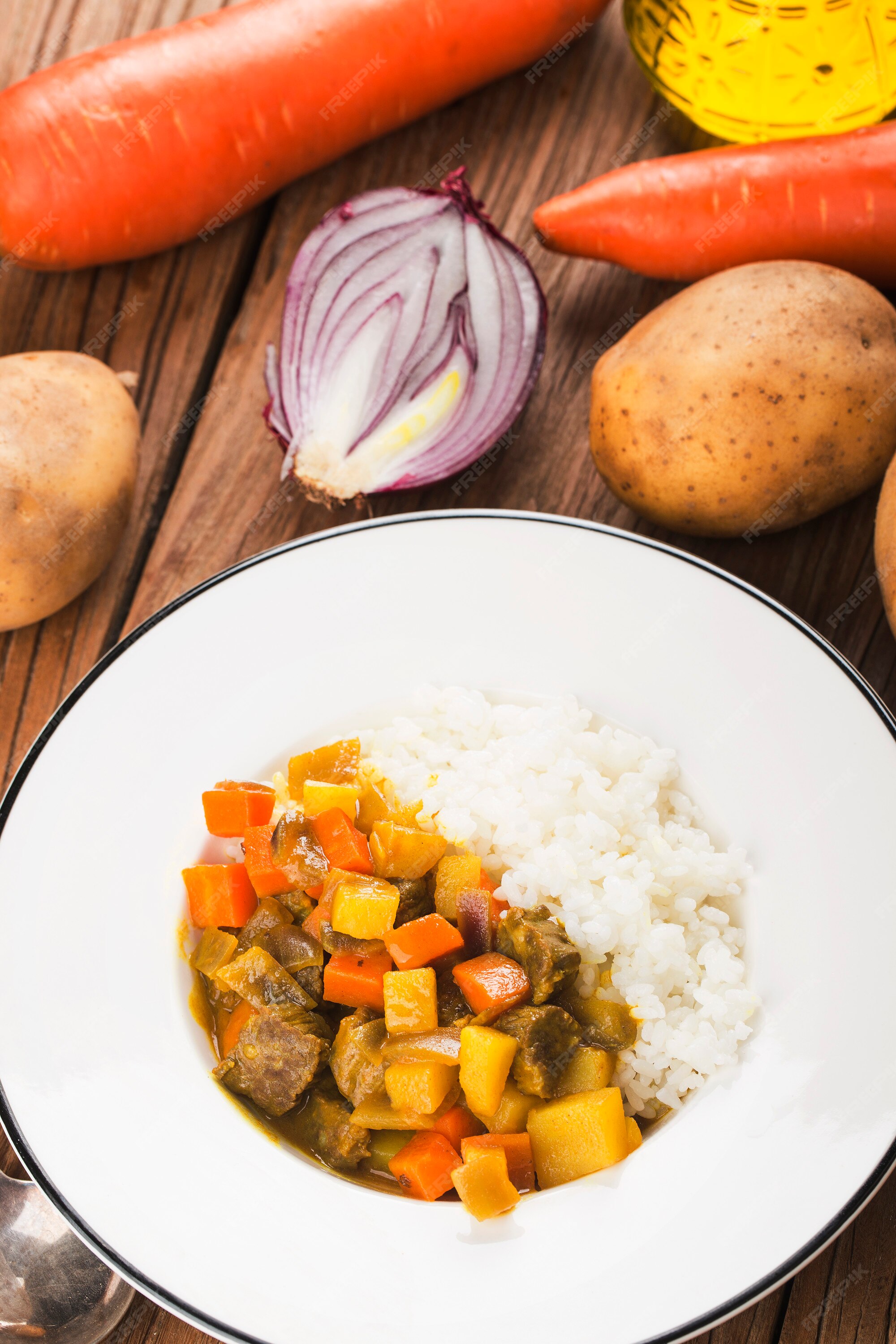 Premium Photo | Curry beef brisket with rice