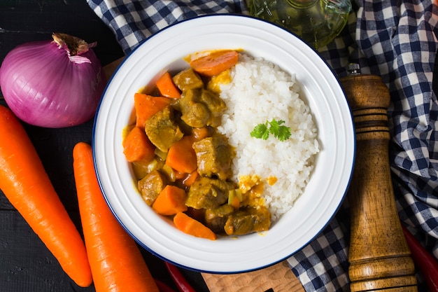 Premium Photo | Curry beef with rice