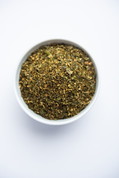 Premium Photo | Curry leaves powder or karivepaku or karuveppilai podi
