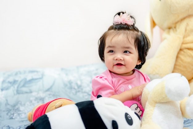 Premium Photo Cute Baby Girl In A Pink Dress