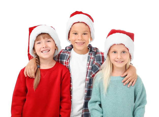 Premium Photo | Cute children in santa hats