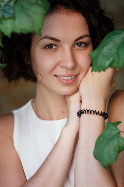 Cute Dreams Girl With A Short Curly Hair Close Up Portrait Of