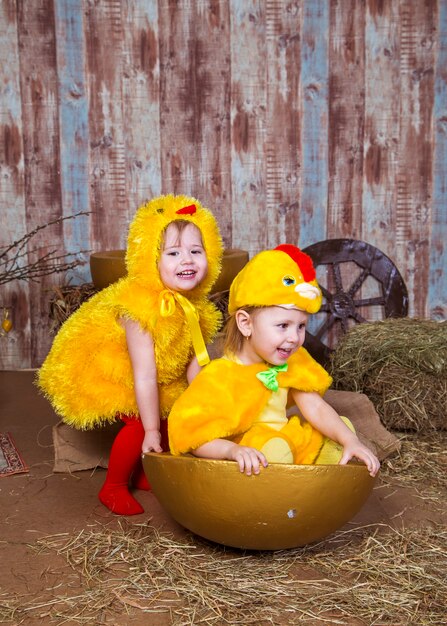 Premium Photo Cute Girls Play With Real Rabbit And Duckling 