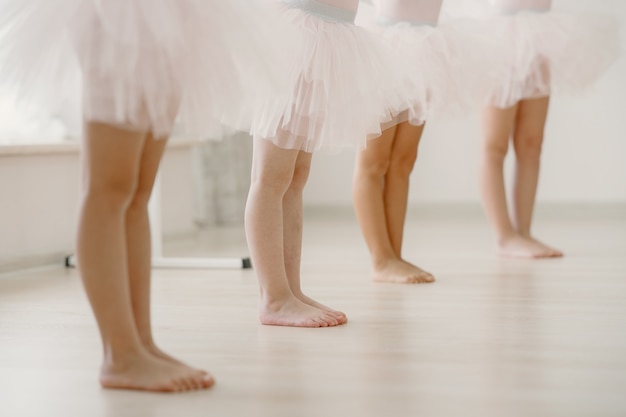 Cute little ballerinas in pink ballet 