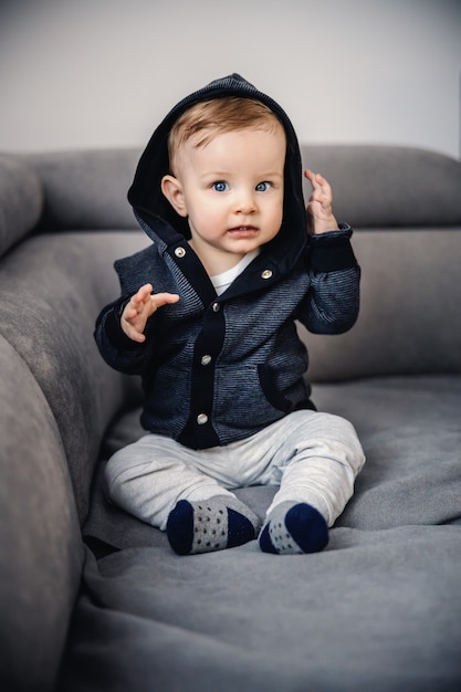 cute boy in blue hoodie