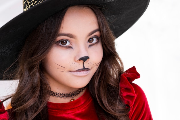 Free Photo Cute Young Girl With Halloween Make Up