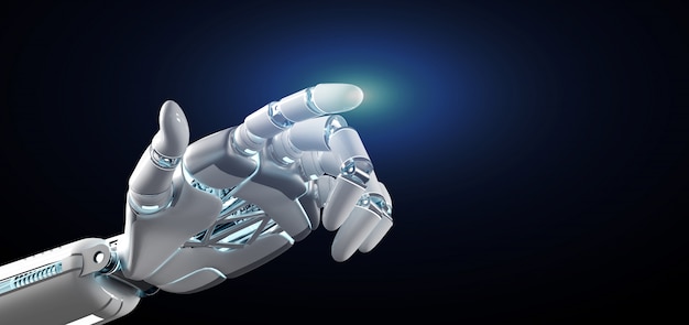 Cyborg robot hand onn uniform 3d rendering Premium Photo