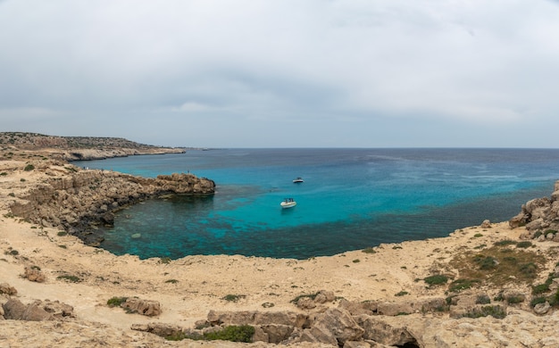 Premium Photo Cyprus Cape Cavo Greco Tourists Sailed On A Motor Boat