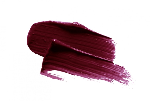 Dark Plum Color Lipstick Smear Isolated On White Photo