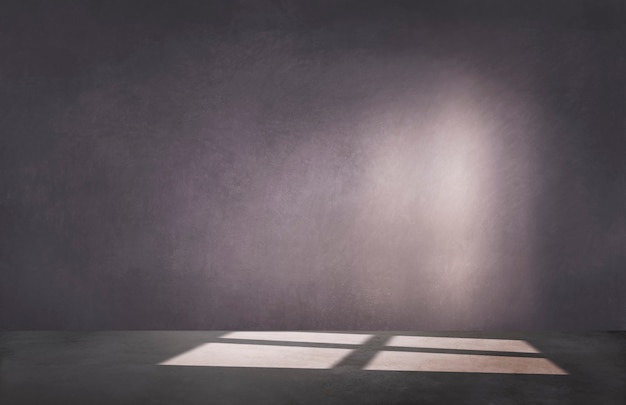 Dark Purple Wall In An Empty Room With Concrete Floor Photo