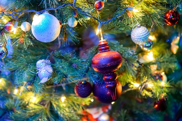 Premium Photo | Decorative christmas tree with red ball ornament