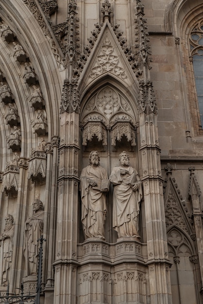 Premium Photo | Decorative elements on the facade of the catholic cathedral