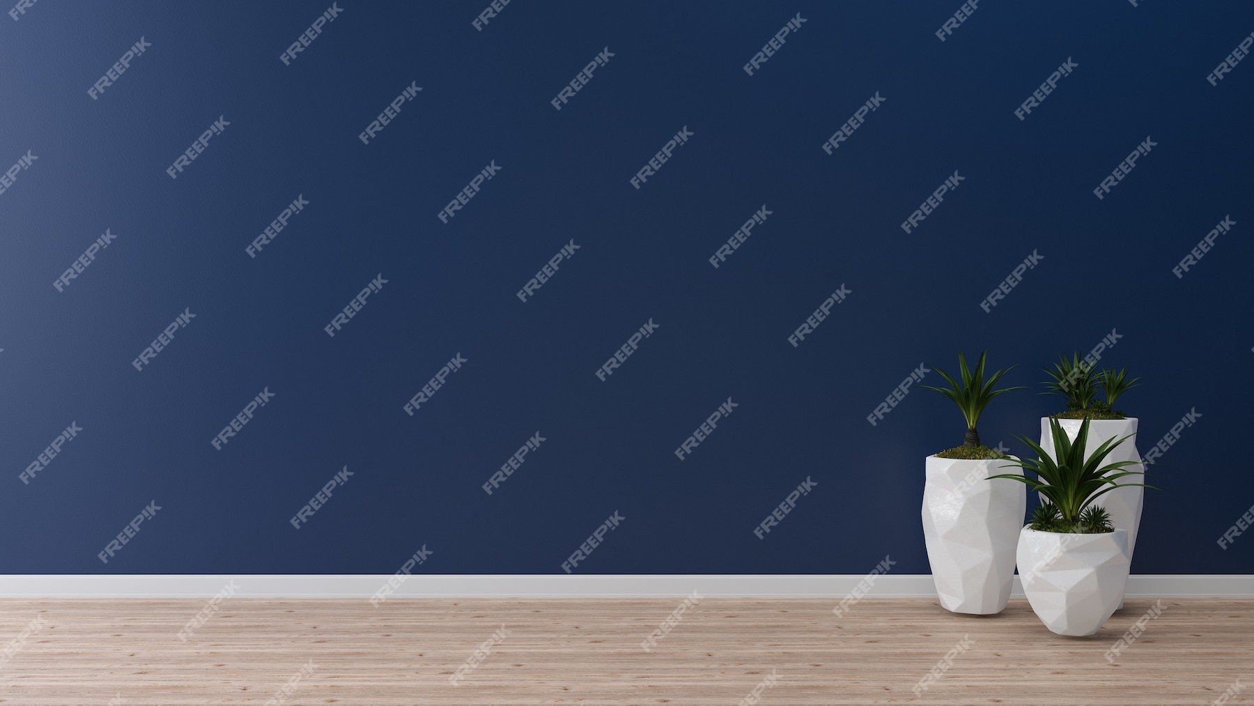 Premium Photo | Deep blue wall and wood floor