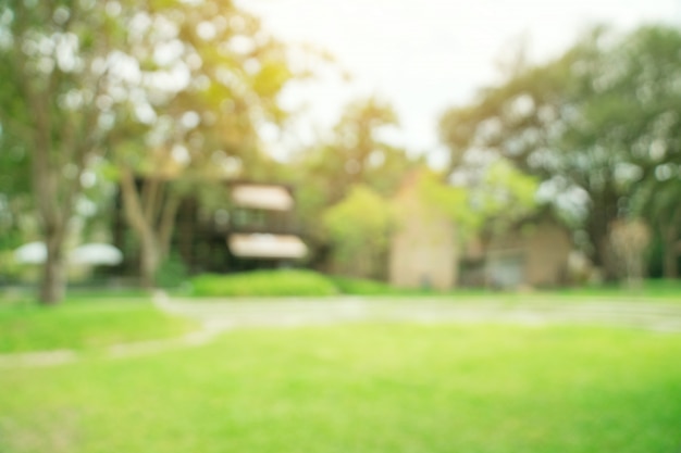 Premium Photo | Defocused bokeh and blur background of garden trees in ...