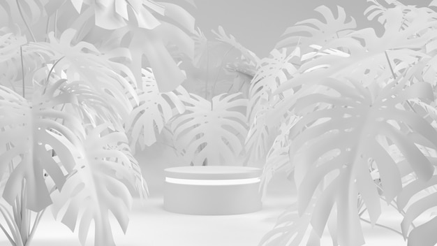 Deliciosa with geometric shape white scene concept presentation product 3d rendering. Premium Photo