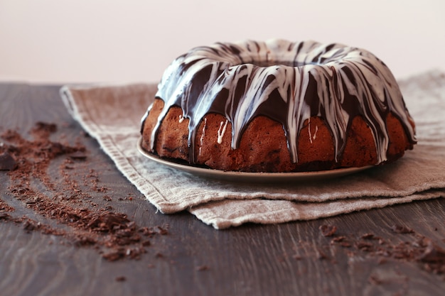 Delicious cake with chocolate Free Photo