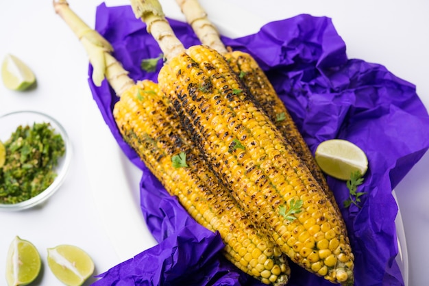 Premium Photo | Delicious indian street corn cob also called bhutta ...