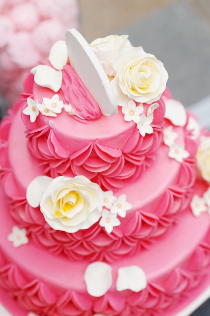 Download Free Delicious Pink Wedding Cake Decorated With White Cream Roses Use our free logo maker to create a logo and build your brand. Put your logo on business cards, promotional products, or your website for brand visibility.