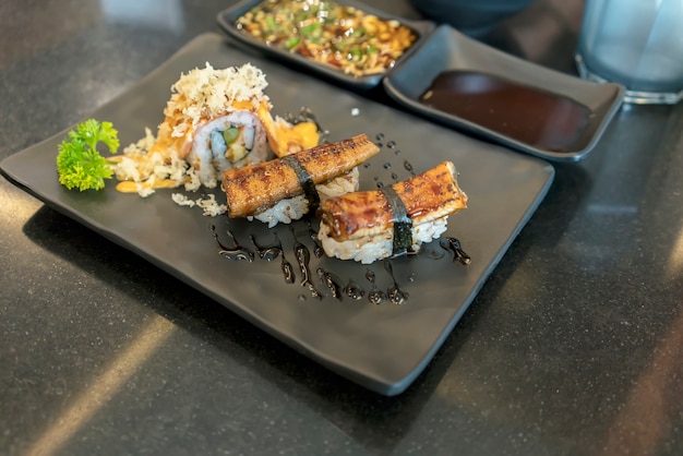 Premium Photo Delicious Unagi Or Eel Sushi With Sauce Served In Japanese Restaurant