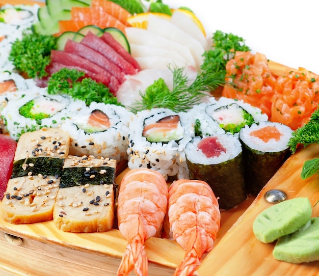 Premium Photo Delicious varieties of exotic sushi seafood